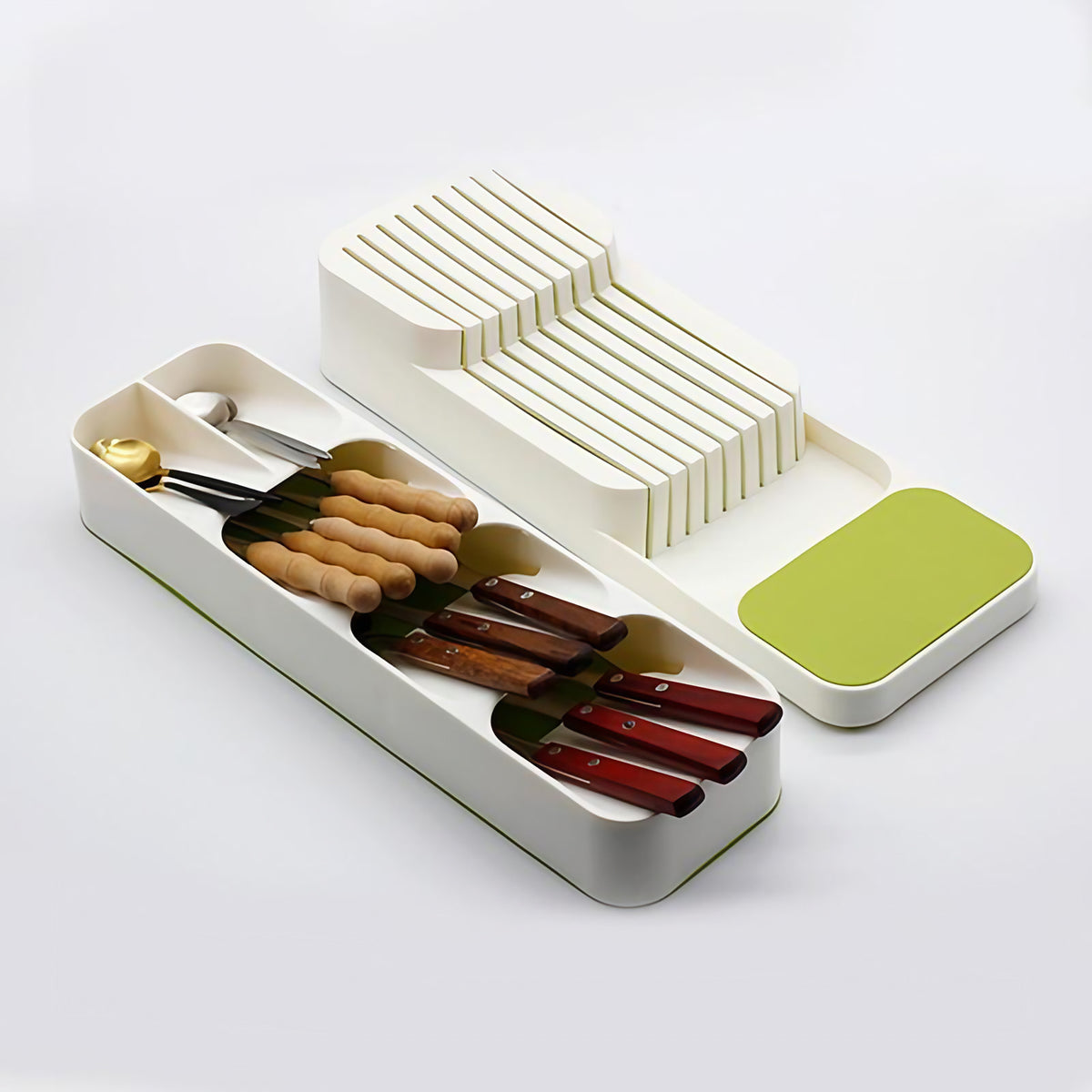 Range-couverts pour tiroir de cuisine, gris ou blanc