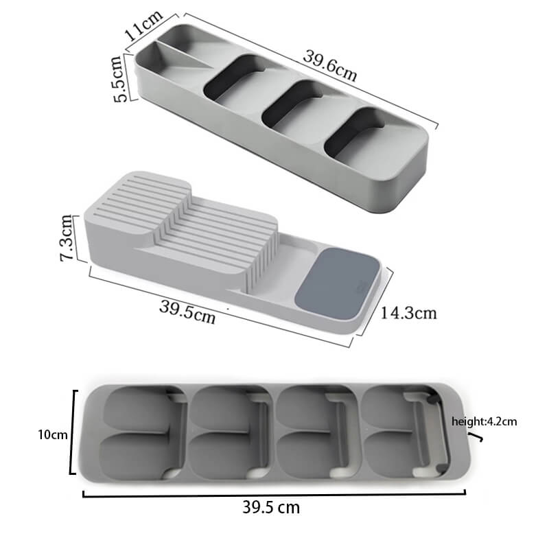 Range-couverts pour tiroir de cuisine, gris ou blanc
