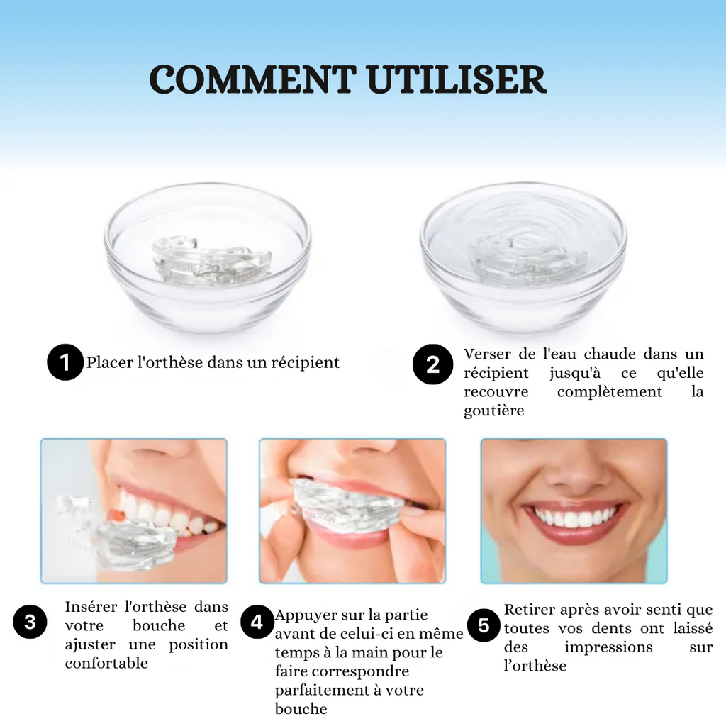 Gouttière de nuit en silicone souple, deux modèles