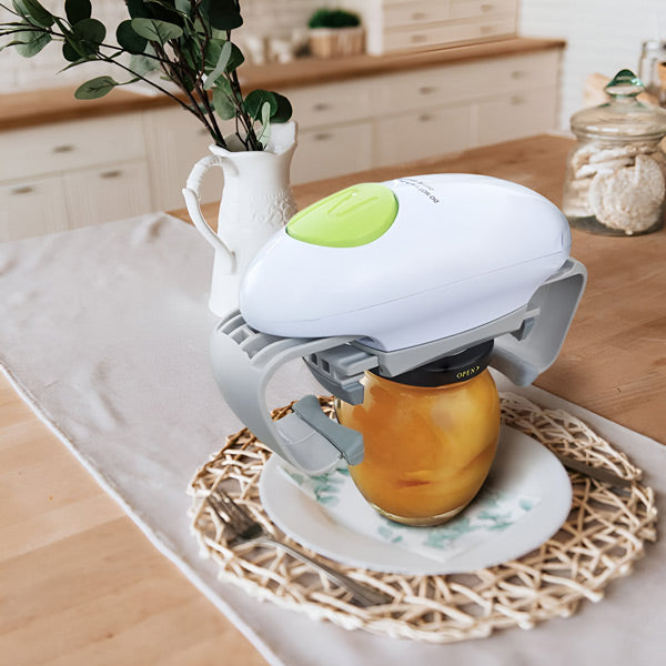 Ouvre-bocal automatique à bouton, pour pots de toutes tailles, vert