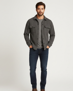 Surchemise homme non doublée, coupe droite, du XS au 3XL, gris foncé