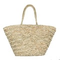 Panier de plage femme tressé, doublure à cordon, 52 x 29 cm, paille