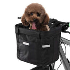 Panier de vélo pour chien à fixer au guidon, pliable, noir ou rouge