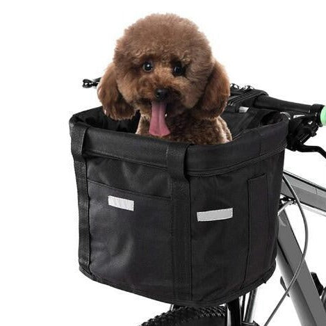 Panier de vélo pour chien à fixer au guidon, pliable, noir ou rouge