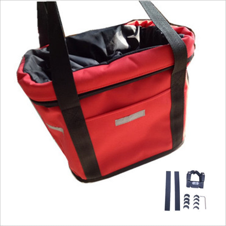 Panier de vélo pour chien à fixer au guidon, pliable, noir ou rouge