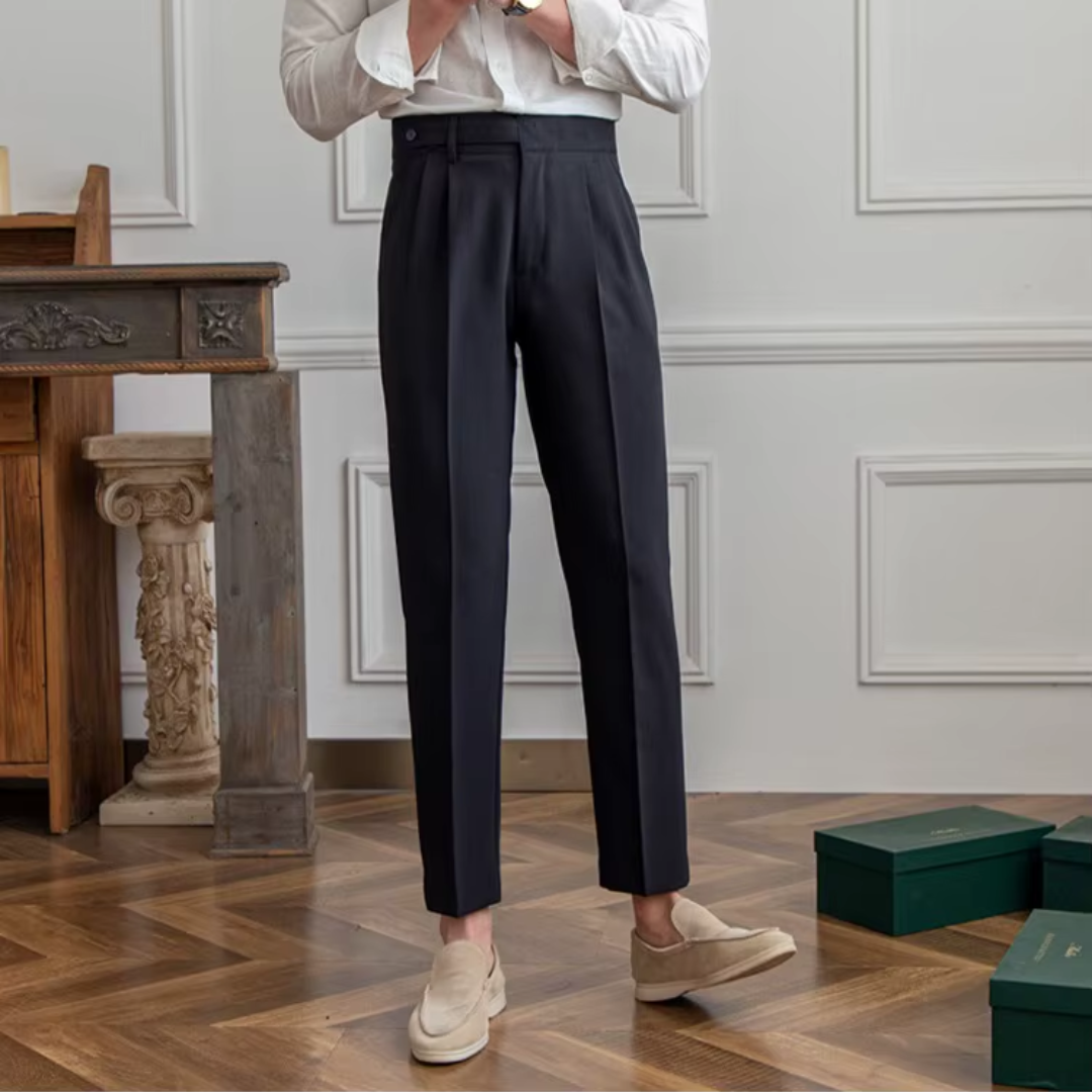 Pantalon à pinces homme taille haute, noir, beige ou camel