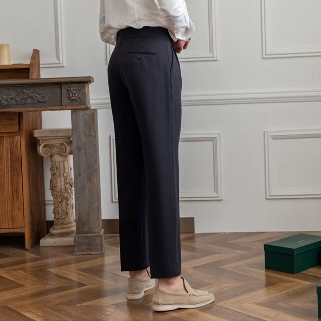 Pantalon à pinces homme taille haute, noir, beige ou camel