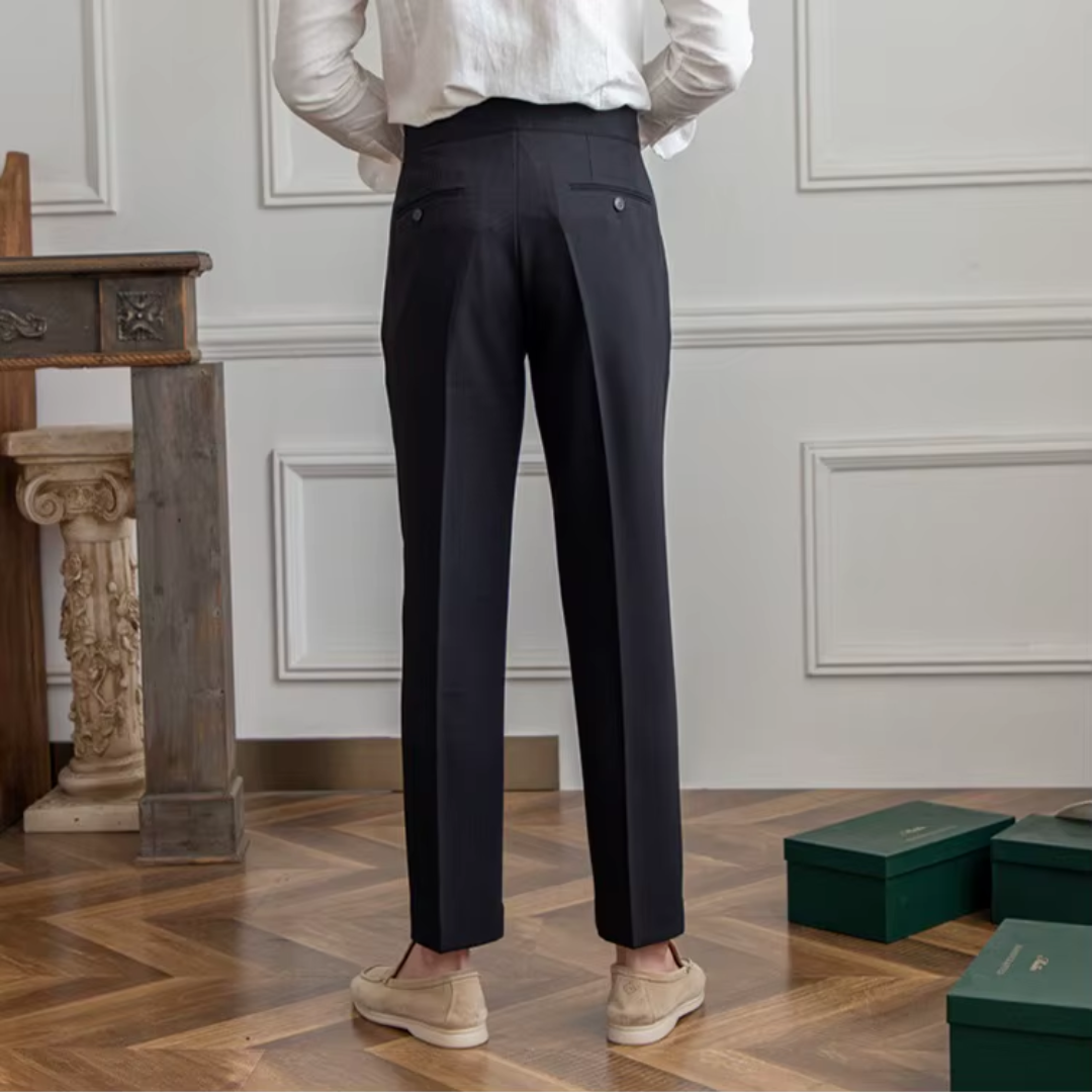 Pantalon à pinces homme taille haute, noir, beige ou camel