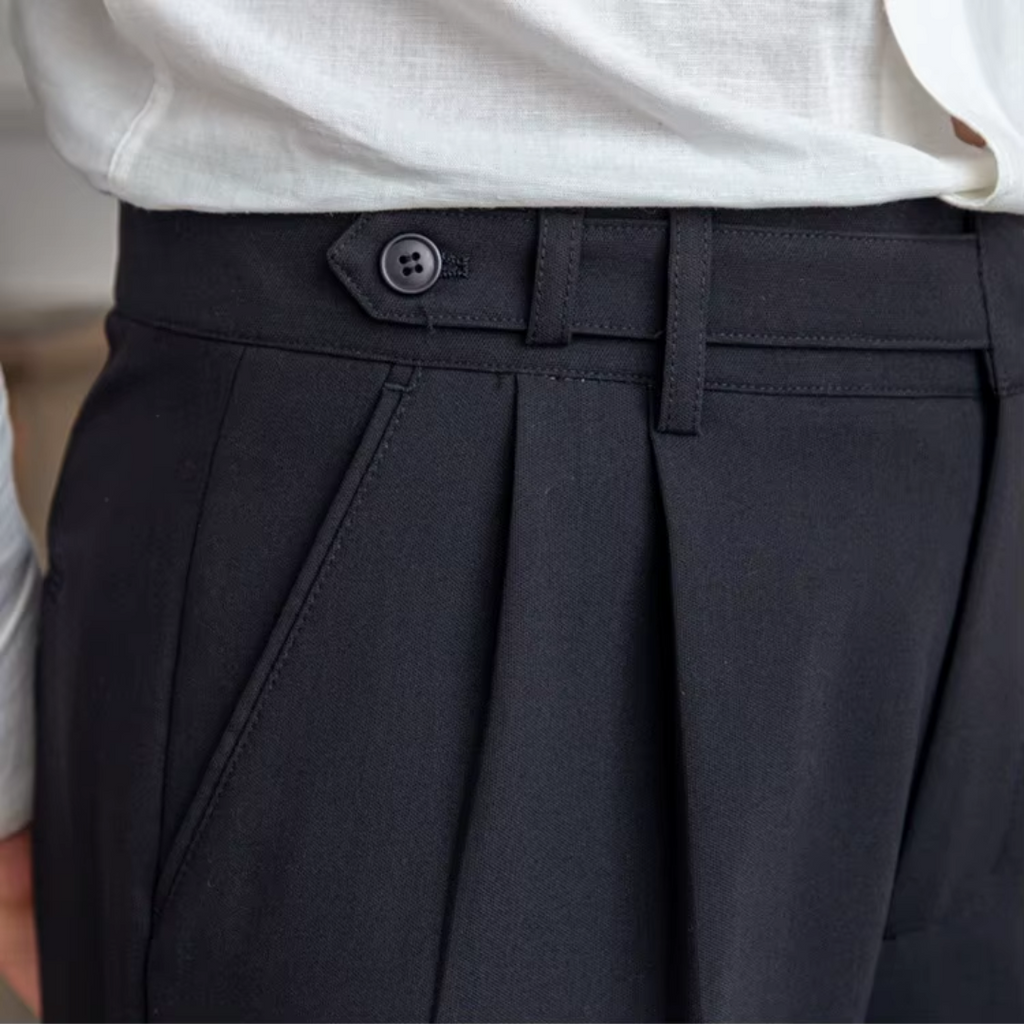 Pantalon à pinces homme taille haute, noir, beige ou camel