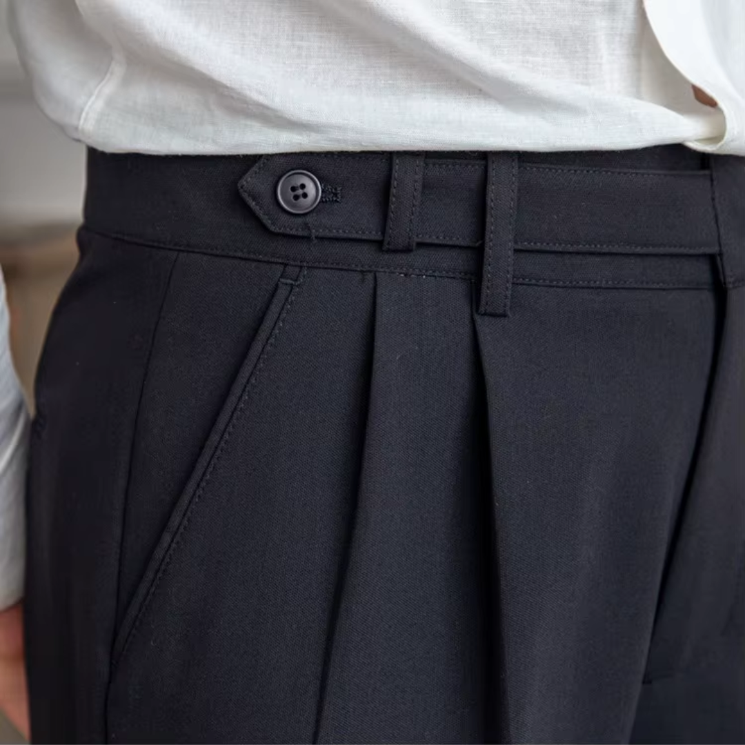 Pantalon à pinces homme taille haute, noir, beige ou camel