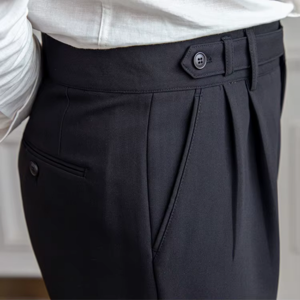 Pantalon à pinces homme taille haute, noir, beige ou camel