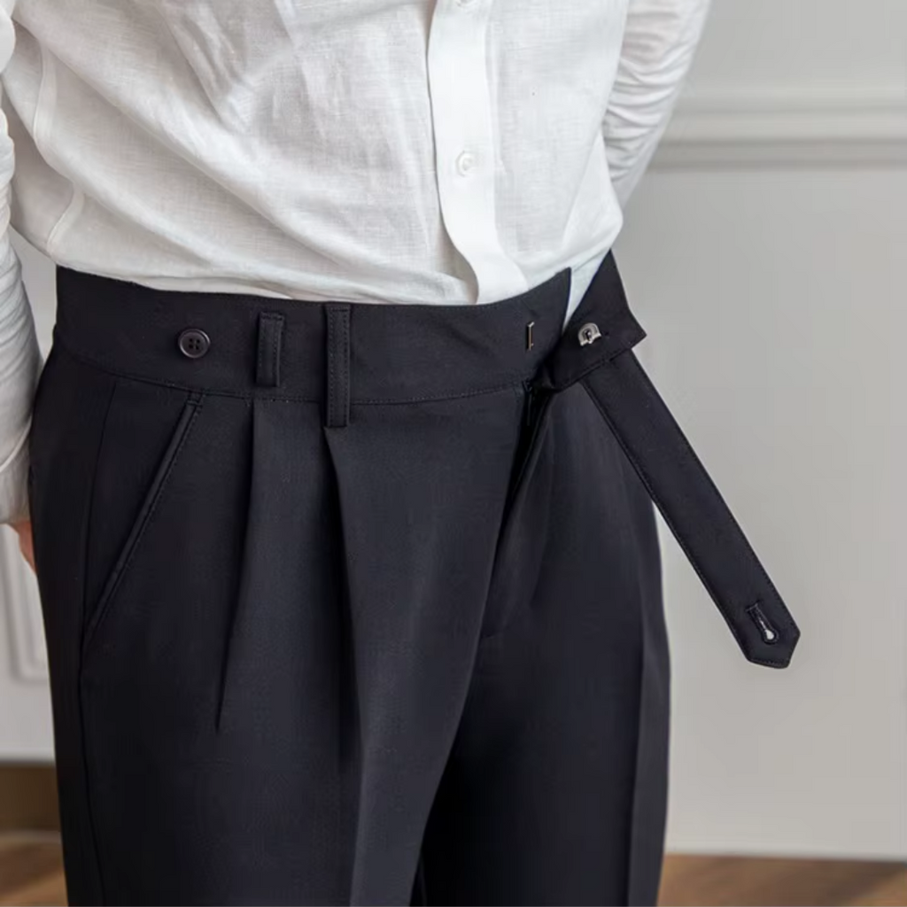Pantalon à pinces homme taille haute, noir, beige ou camel