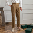 Pantalon à pinces homme taille haute, noir, beige ou camel