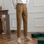 Pantalon à pinces homme taille haute, noir, beige ou camel