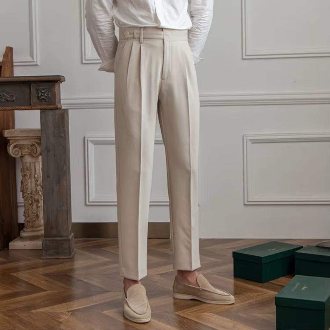 Pantalon à pinces homme taille haute, noir, beige ou camel