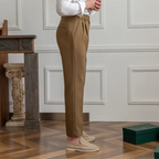 Pantalon à pinces homme taille haute, noir, beige ou camel
