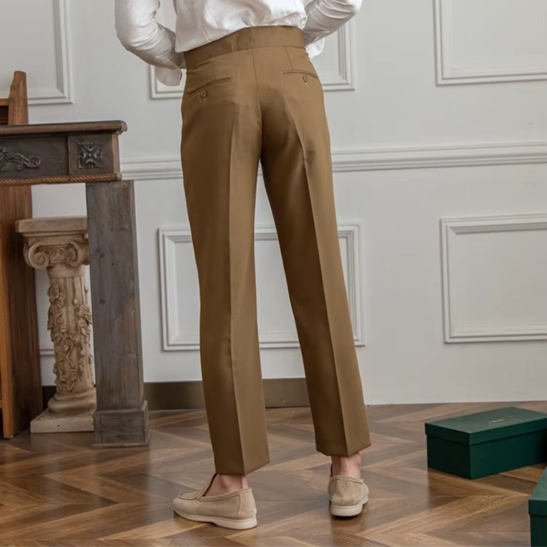 Pantalon à pinces homme taille haute, noir, beige ou camel
