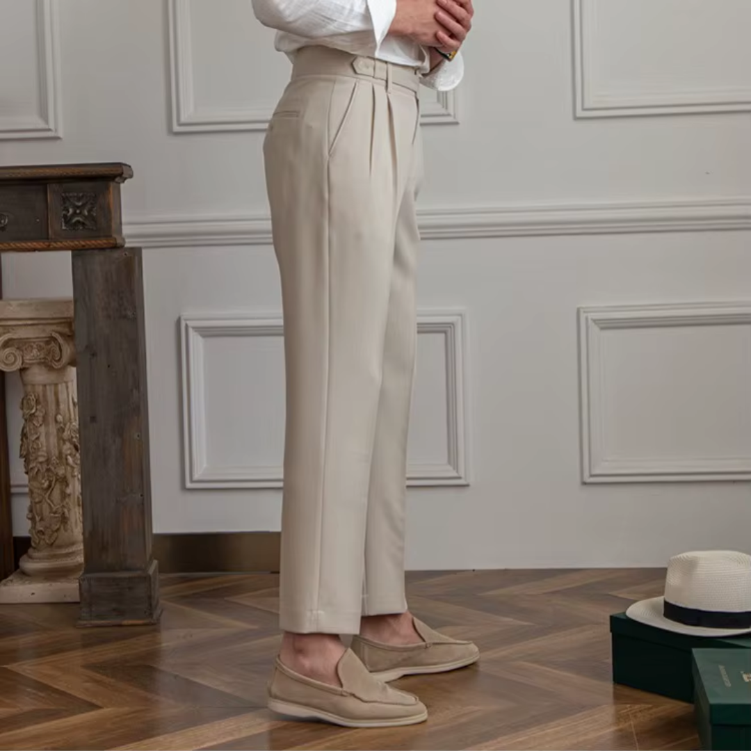 Pantalon à pinces homme taille haute, noir, beige ou camel
