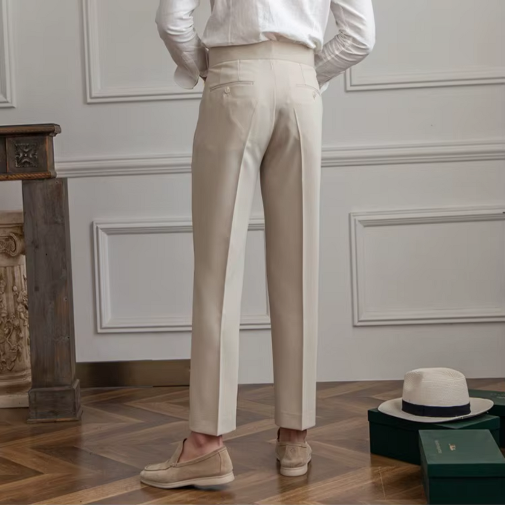 Pantalon à pinces homme taille haute, noir, beige ou camel