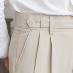 Pantalon à pinces homme taille haute, noir, beige ou camel