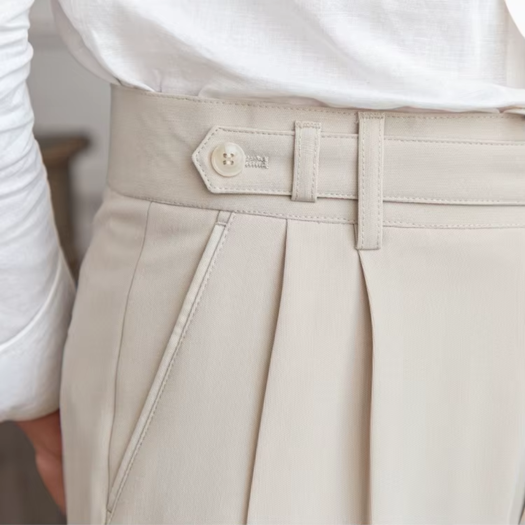 Pantalon à pinces homme taille haute, noir, beige ou camel