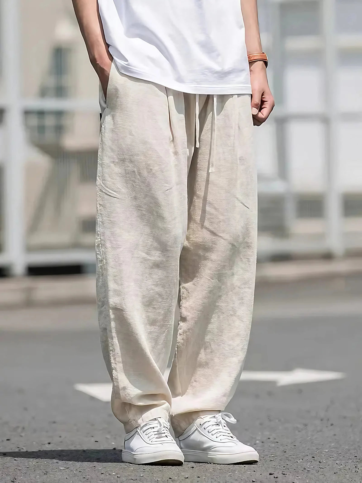 Pantalon ample homme pour l'été, kaki, du XS au 4XL, kaki