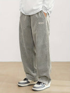 Pantalon homme en velours côtelé, coupe ample, du S au 2XL, gris clair