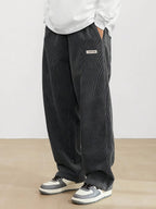 Pantalon homme en velours côtelé, coupe ample, du S au 2XL, gris foncé