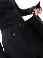 Pantalon ample femme coupe large, noir ou gris