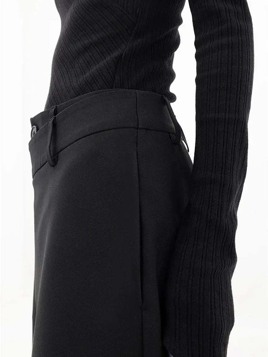 Pantalon ample femme coupe large, noir ou gris