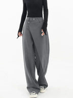 Pantalon ample femme coupe large, noir ou gris