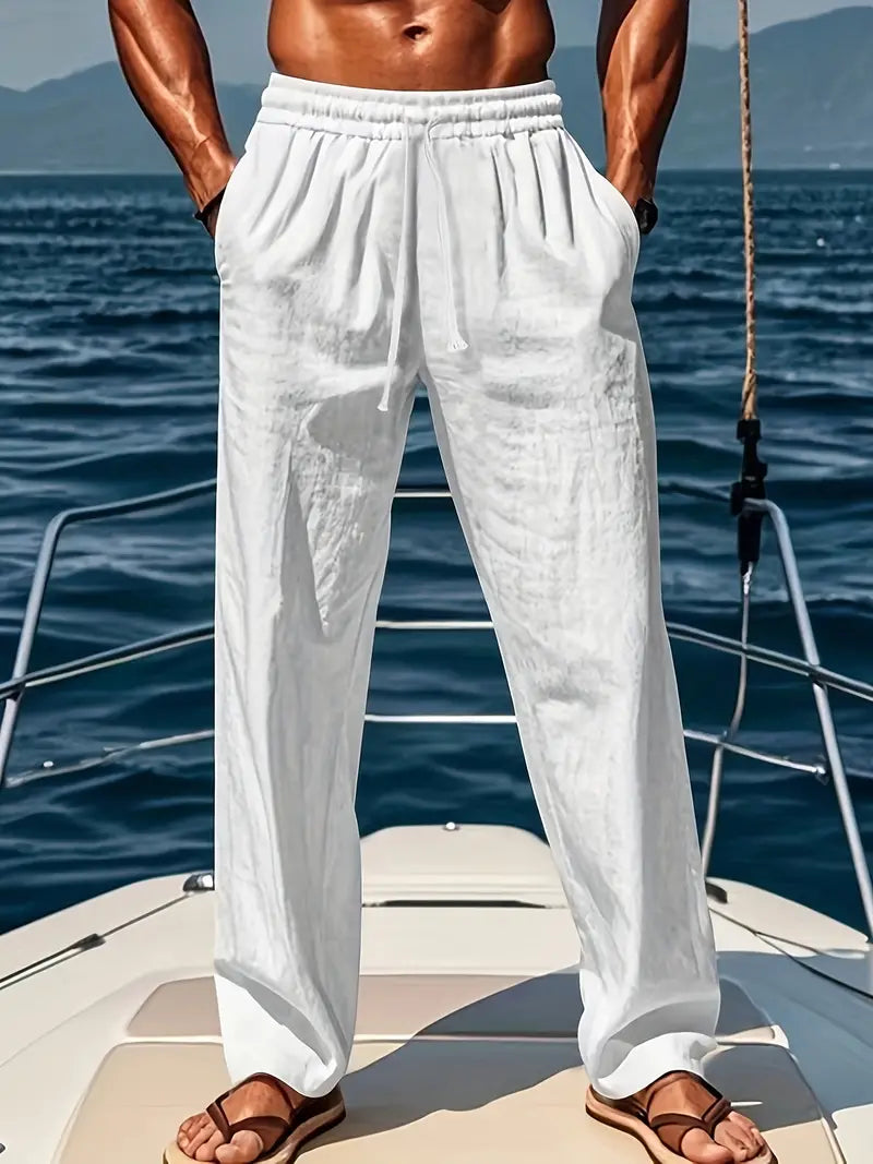 Pantalon large homme pour l'été, séchage rapide, du XS au 4XL, blanc