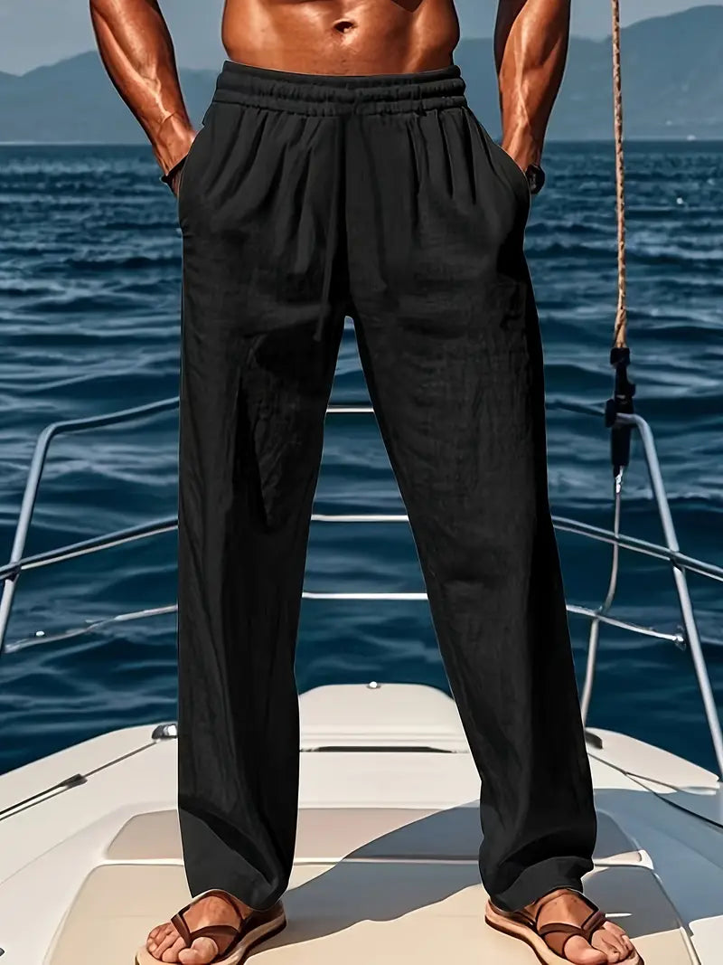 Pantalon large homme pour l'été, séchage rapide, du XS au 4XL, noir