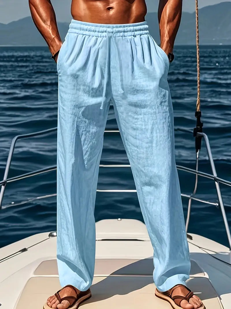 Pantalon large homme pour l'été, séchage rapide, du XS au 4XL, bleu clair