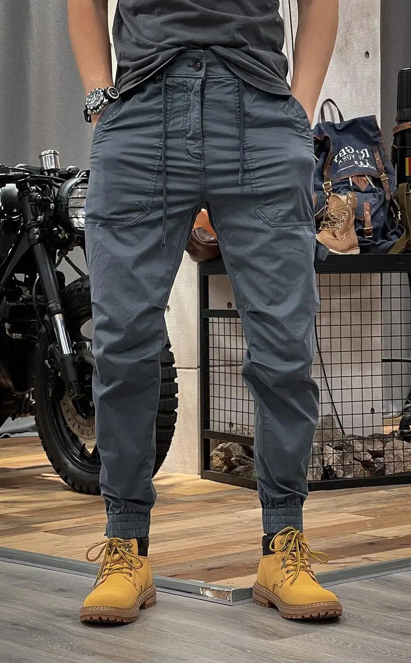 Pantalon cargo homme stretch coupe ajustée, du XS au 4XL, gris