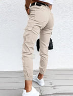 Pantalon cargo femme taille haute, coupe fuselée, du XS au 3XL