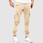 Pantalon cargo homme à chevilles élastiques, quatre coloris, beige