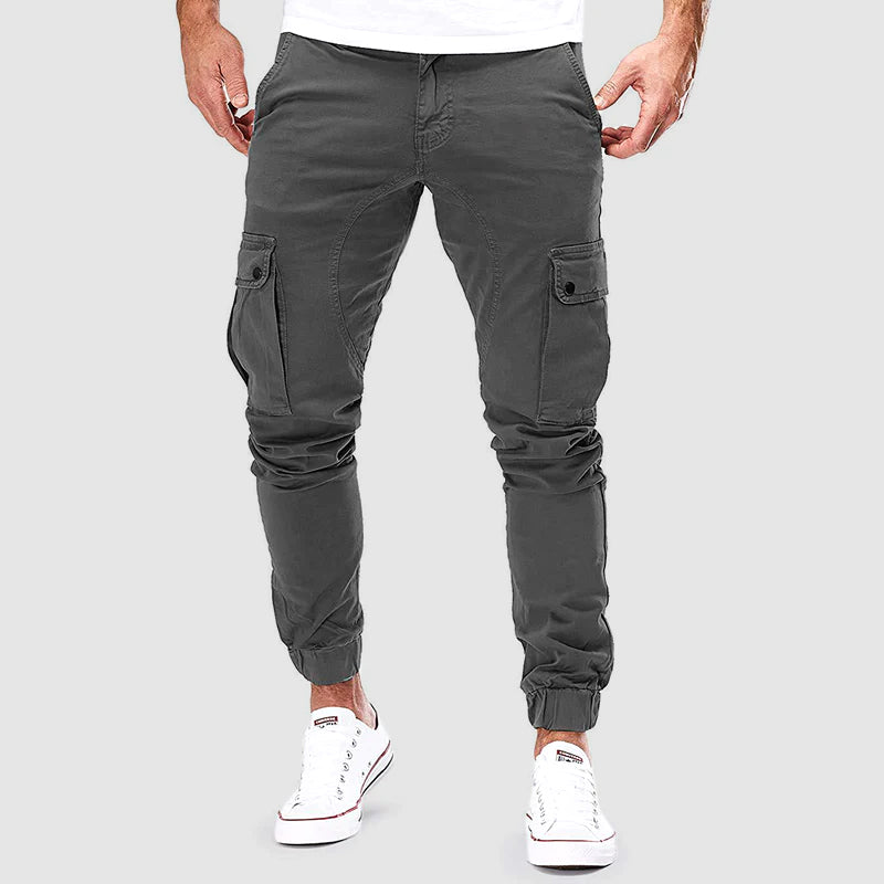 Pantalon cargo homme à chevilles élastiques, quatre coloris, gris