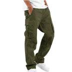 Pantalon cargo homme coupe droite, poches multiples, sept coloris, vert armée