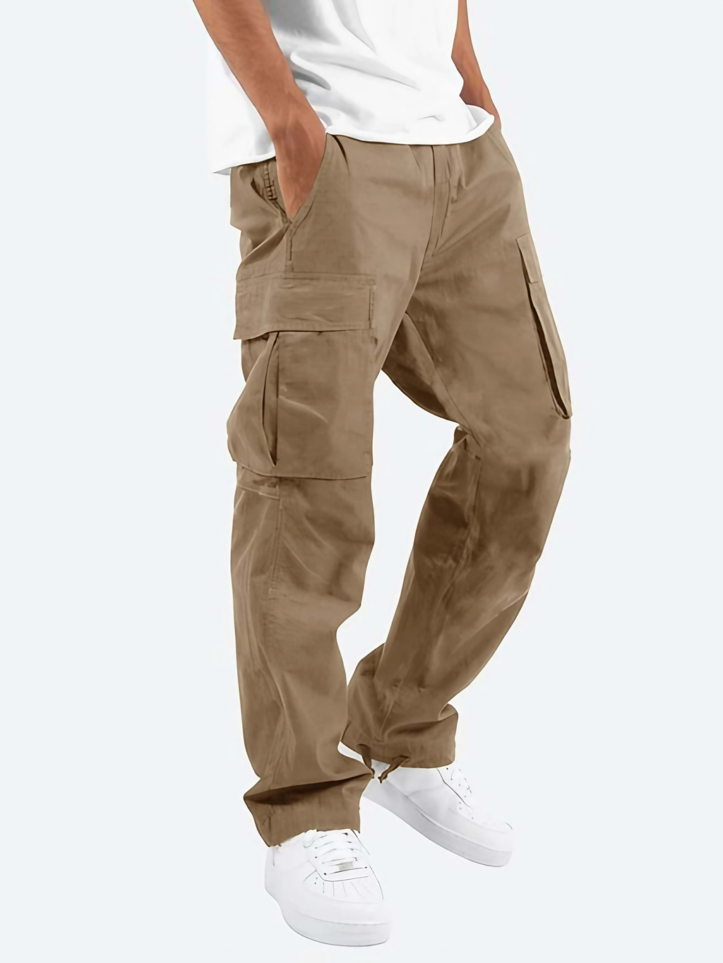 Pantalon cargo homme à poches, quatre coloris, du S au 3XL, marron