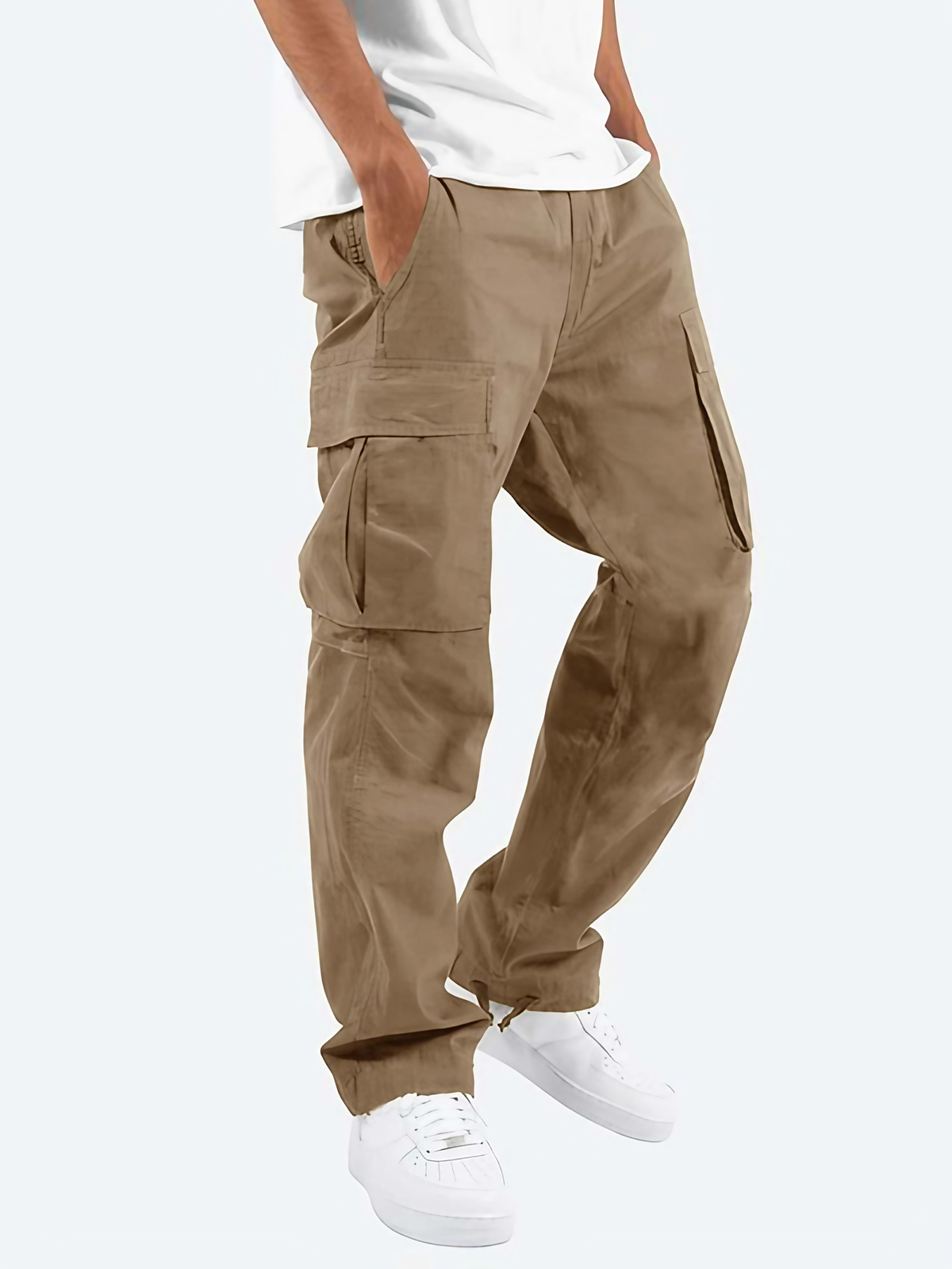 Pantalon cargo homme à poches, quatre coloris, du S au 3XL, marron