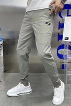 Pantalon cargo homme extensible, coutures renforcées, taille ajustable, gris clair