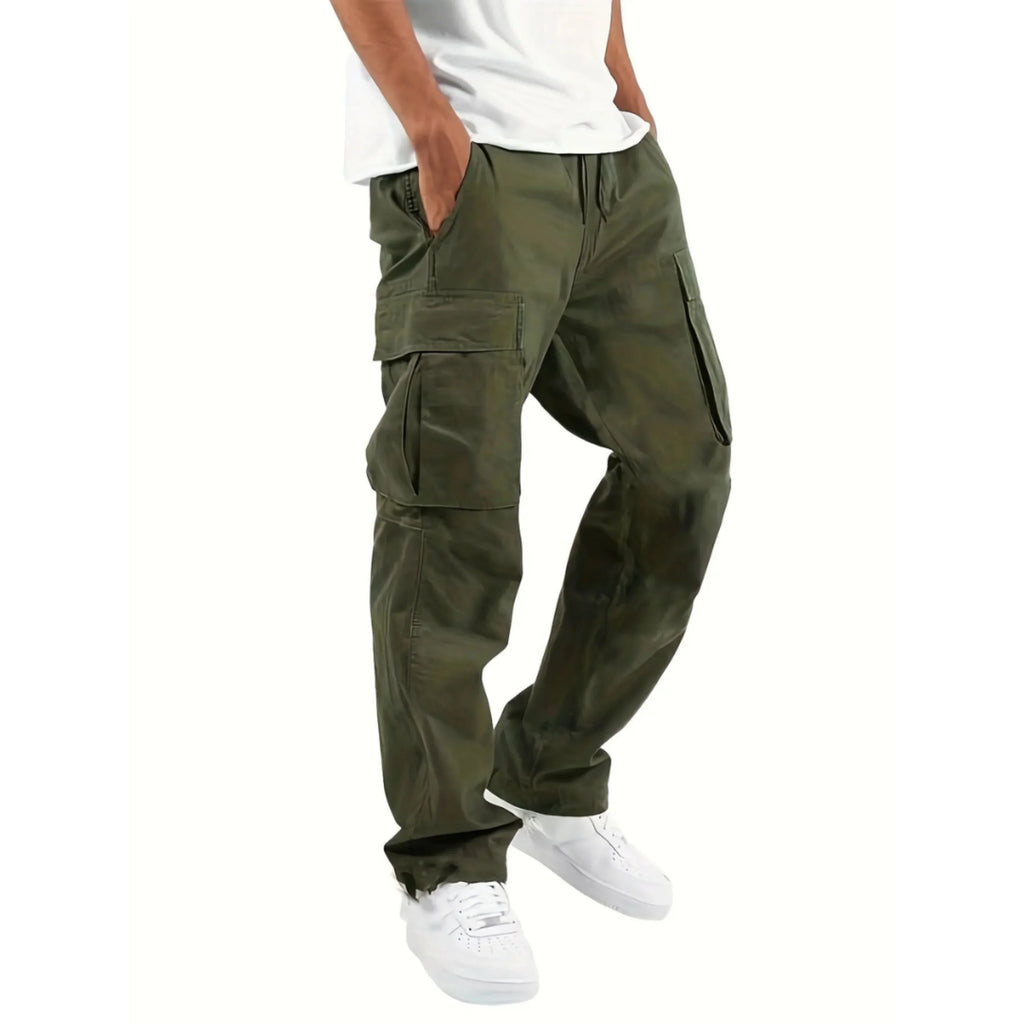 Pantalon cargo homme coupe droite ample, six coloris, du XS au 4XL, vert