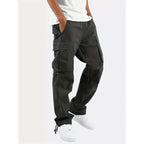 Pantalon cargo homme coupe droite ample, six coloris, du XS au 4XL, noir