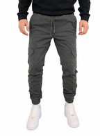 Pantalon cargo homme taille élastique à cordon, six coloris, gris