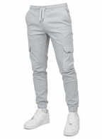 Pantalon cargo homme taille élastique à cordon, six coloris, gris clair