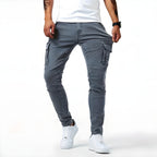 Pantalon cargo homme coupe ajustée, poches multiples