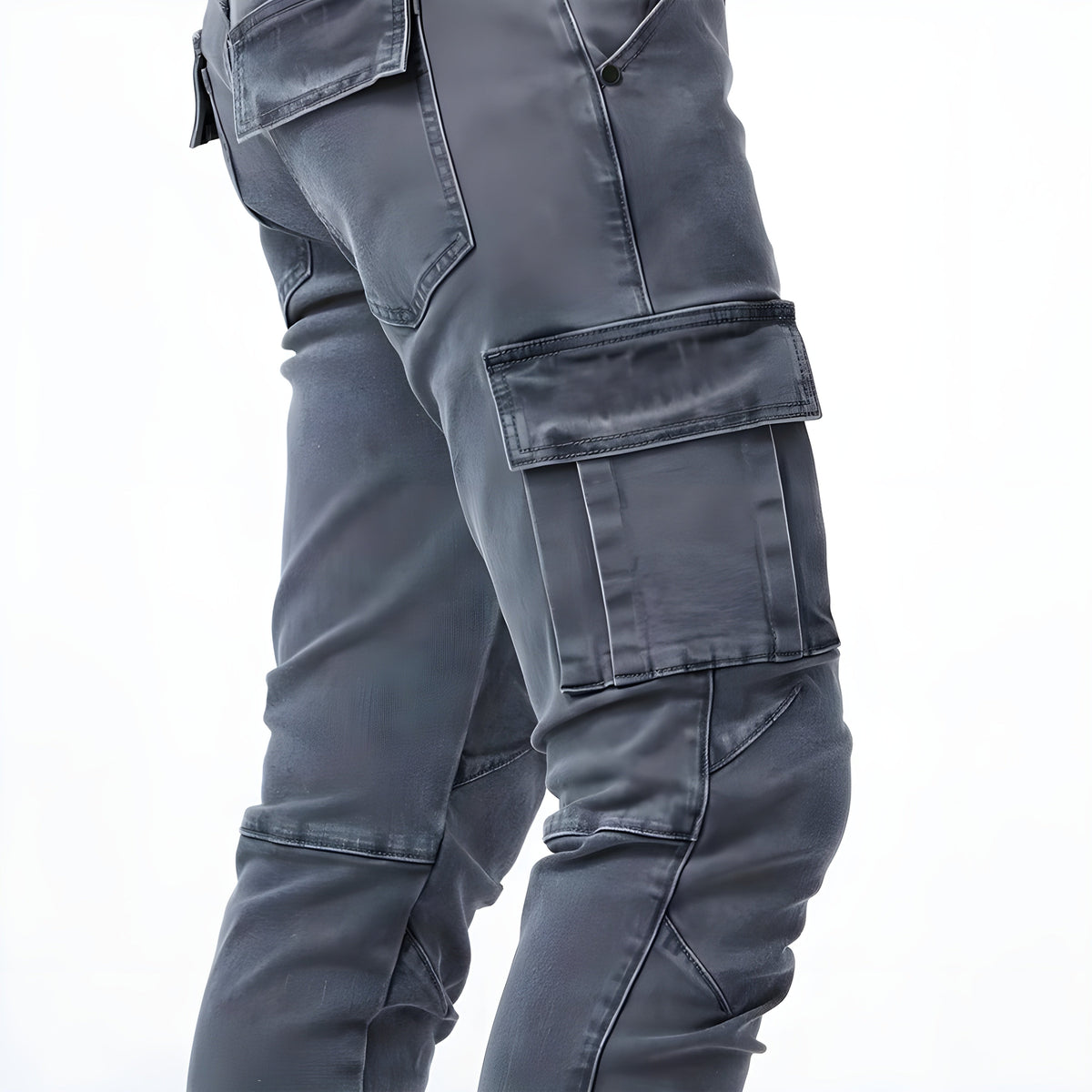 Pantalon cargo homme coupe ajustée, poches multiples