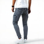 Pantalon cargo homme coupe ajustée, poches multiples