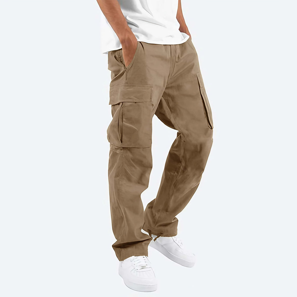 Pantalon cargo homme à poches, six coloris, du S au 5XL, kaki